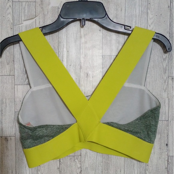 Free People FP Movement Just Breathe Sport Bra Colorblock Gray & Yellow Medium - Picture 2 of 8